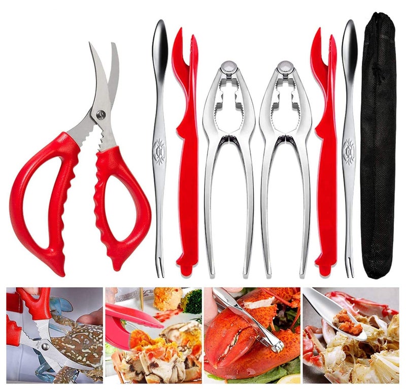 TORINALITAL Crab Leg Crackers and Tools - Lobster Crackers and Picks Set Shellfish Crab Claw Cracker Stainless Steel Seafood Crackers & Forks - lobster tools for eating - Image 1