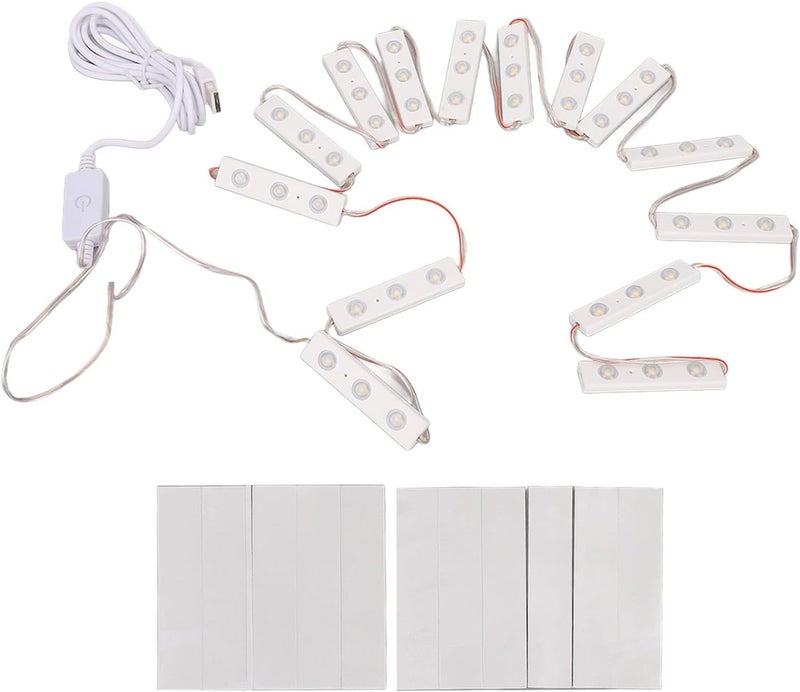 مرآة تزيينية LED، لون أبيض، قابلة للتحكم في السطوع عبر منفذ USB، مناسبة للاستخدام في الحمام؛ توفر إضاءة ساطعة مع تأثير ناعم، مرآة قابلة للتصنيع بنفسك (تحتوي على 14 سلسلة من أسلاك الإضاءة). - Image 1
