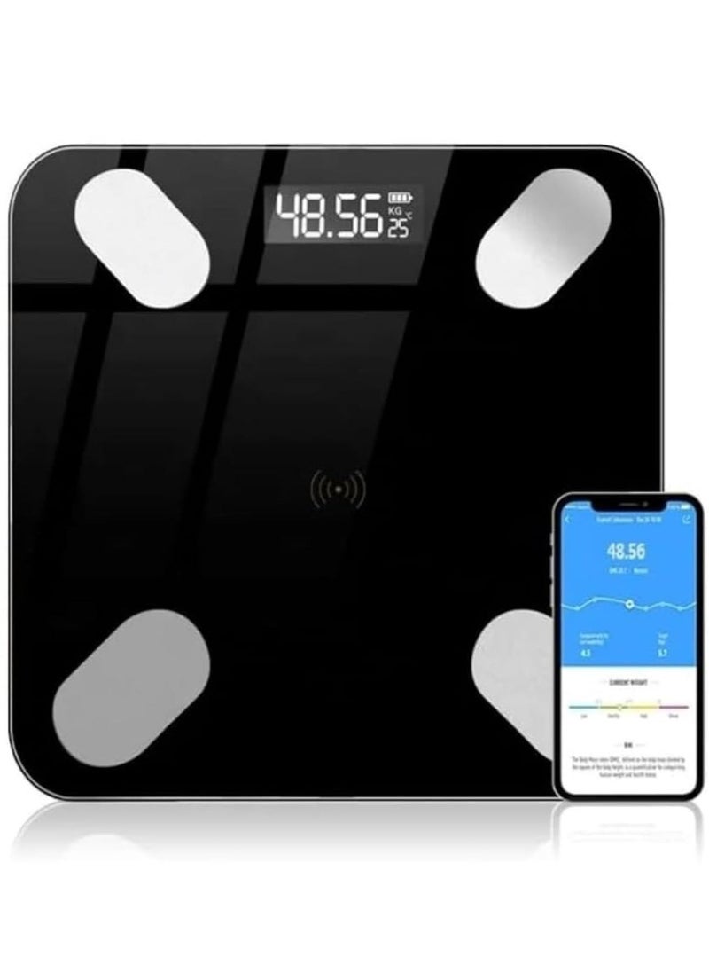 Smart Body Fat & Body Composition Scale – Bluetooth Electronic Weighing Scale with BMI Analyzer, Backlit LCD, Tempered Glass, Mobile App Sync for iOS & Android, 180KG Capacity – Ideal for Home Use & Health Monitoring