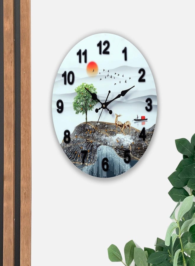 Masstone Analog Crystal Embeded Without Glass Wall Clock for Home | Wooden | Home Stylish for Living Room | Bedroom | Decorative Clock 12 inch | 30x30 CM (White) - Image 3