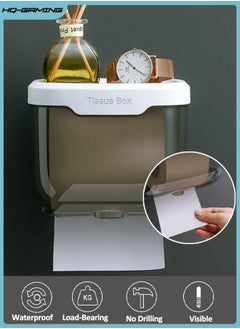HQ-GAMING Tissue Box Holder, Wall Mounted/Under Cabinet Paper Roll Holder Towel Stand/Dispenser Shelf for Kitchen, Toilet, Pantry Utility Room Laundry Storage Organizer, Rectangular Paper Holder Boxes  - Image 1