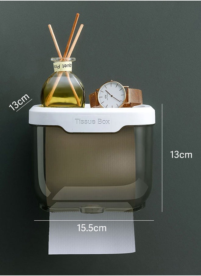 HQ-GAMING Tissue Box Holder, Wall Mounted/Under Cabinet Paper Roll Holder Towel Stand/Dispenser Shelf for Kitchen, Toilet, Pantry Utility Room Laundry Storage Organizer, Rectangular Paper Holder Boxes  - Image 2
