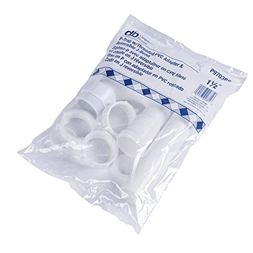 Dearborn Brass Dearborn P9703BG 1-1/2" P-Trap w/ Threaded PVC Adapter & Reversible J-Bend, Bagged, for superior sealing in tubular drain applications.", white - Image 2