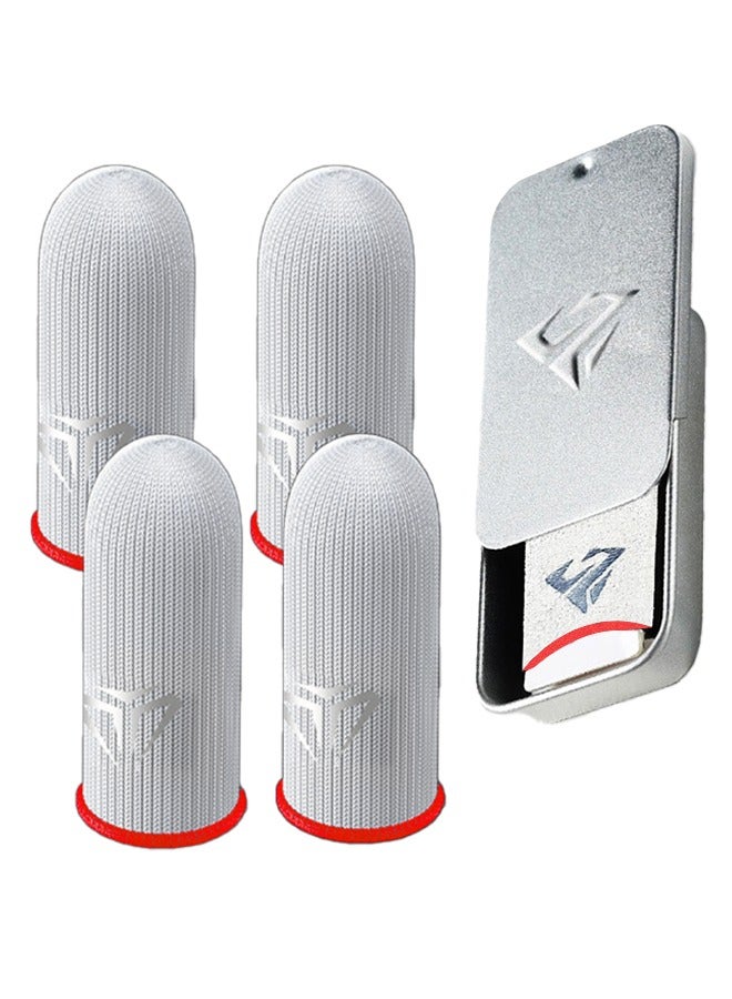 general 4pcs Gaming Finger gloves,Paired With A Metal Storage Box,100% Visible Silver Fibers,Just Right Pressure/Breathable/Sweatproof（Red） - Image 1