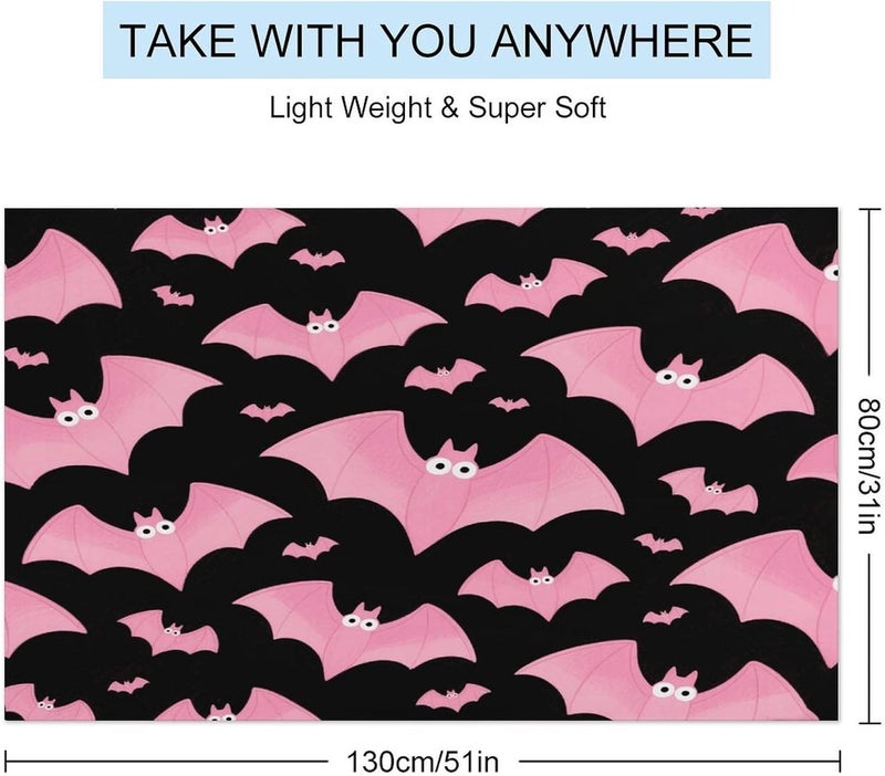 Beach Towel 31"x51" Lightweight, Super Absorbent Sandproof Towels Halloween Black Bats Pink Double-Sided Plush Towel for Adults, Travel, Pool, Gym & Sports Sand-Free Quick-Dry Bath Towels - Image 2
