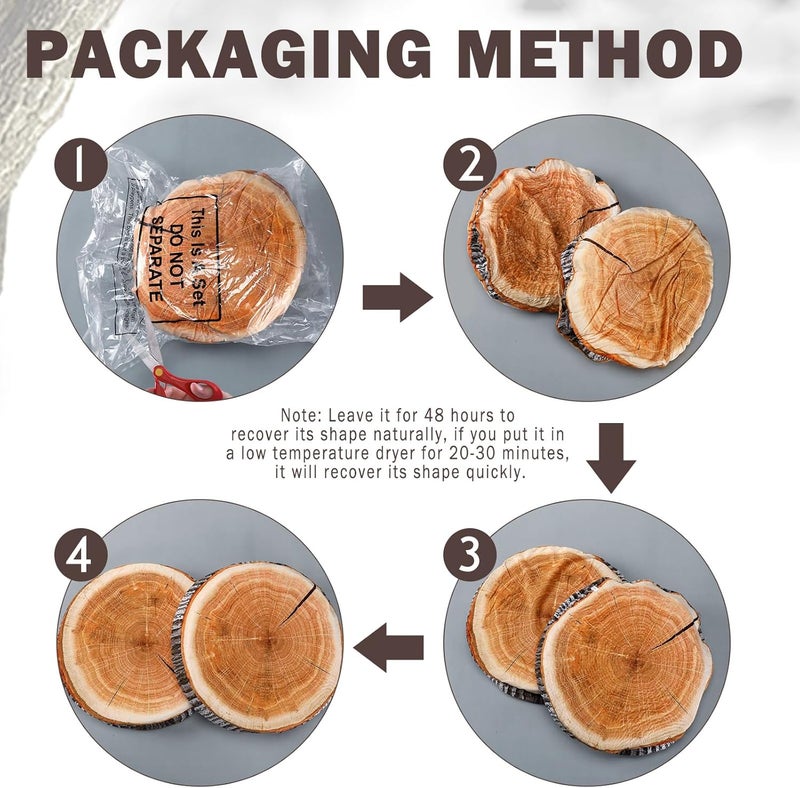 Queekay 2 Pcs Round Throw Pillow Decorative Wood Slice Floor Cushion 3D Digital Printing Forest Decor Soft Circle Pillow Cute Stump Camping Memory Foam for Home Chair Bedroom DecorEmulation - Image 2