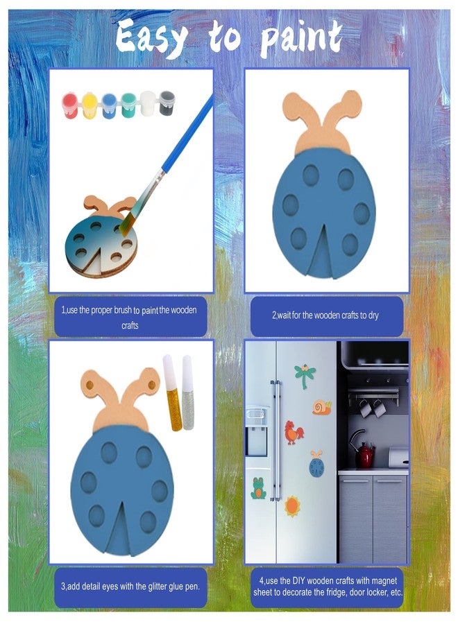 Glintoper 30 Wooden Magnet Painting Craft Kit, Paint Your Own Easter Art and Craft Supplies, Basket Stuffers Party Favors for Boys Girls, Classroom Prize Goodie Bag Gifts - Image 3