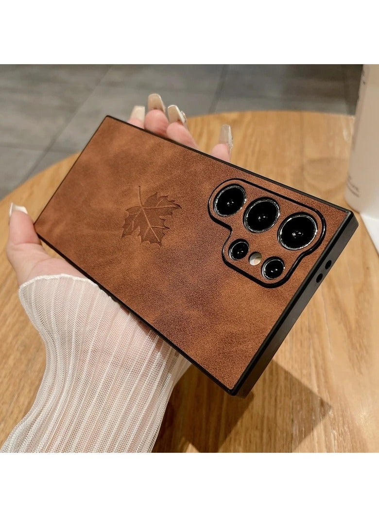 AROAQ Luxury Leather Maple Leaf Pattern Matte Soft Case for Samsung S24 S22 S21 S23 FE Plus Note 20 Ultra A55 A54 A53 A25 A15 A13