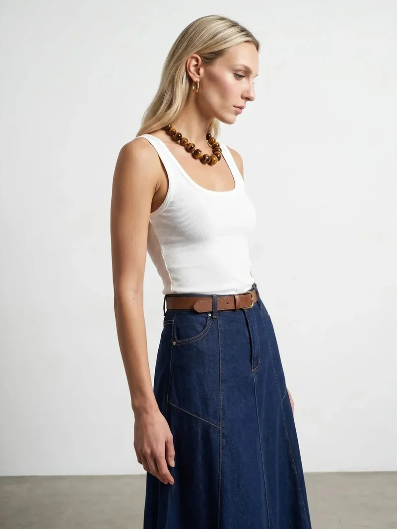 ديلفين DILVIN Slim Fit Sleeveless Jersey Cami Blouse