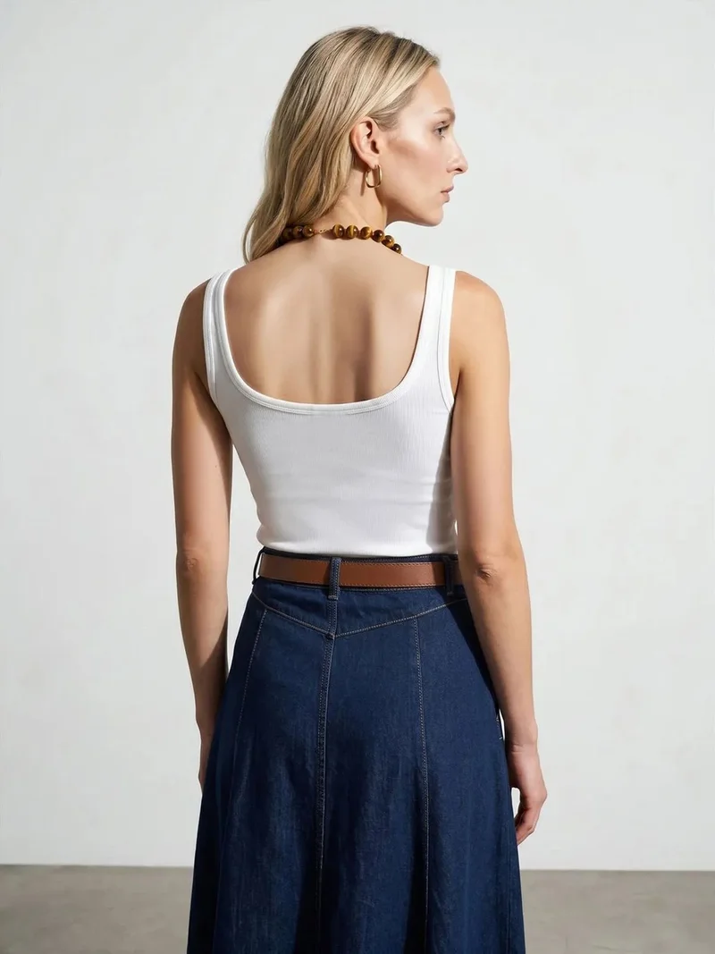 ديلفين DILVIN Slim Fit Sleeveless Jersey Cami Blouse