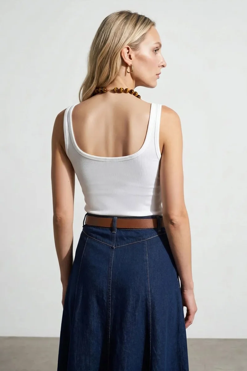 Dilvin DILVIN Slim Fit Sleeveless Jersey Cami Blouse