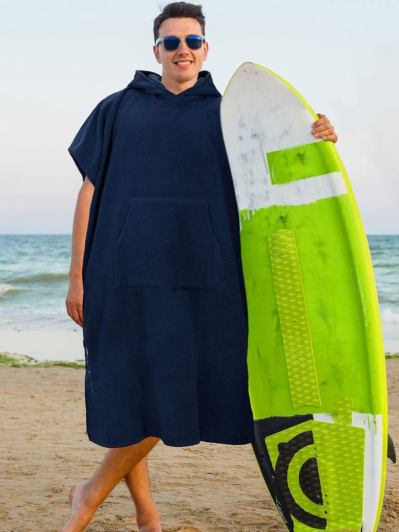 Suncube Surf Poncho Changing Robe with Hood, Thick Quick Dry Microfiber Wetsuit Changing Towel for Surfing Beach Swim Outdoor Sports Men, Absorbent Wearable Towel Cover Up with Pocket, Navy Blue - Image 2