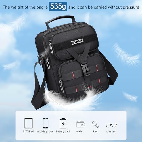 WITZMAN Crossbody Bag for Men Travel Small Shoulder Bags Lightweight Man Purse Messenger Bag for Casual Daliy Work Traveling（B707 Black） - Image 5