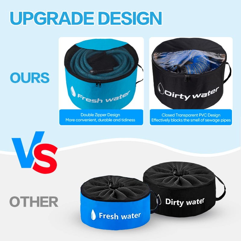Gociean RV Sewer Hose Storage 4 Packs, Two-Way Zipper Closures and Visible Cover for RV Storage And Organization, Waterproof Accessories Bag for Garden Fresh Water Hoses Electrical Cords Camper Tools - Image 4