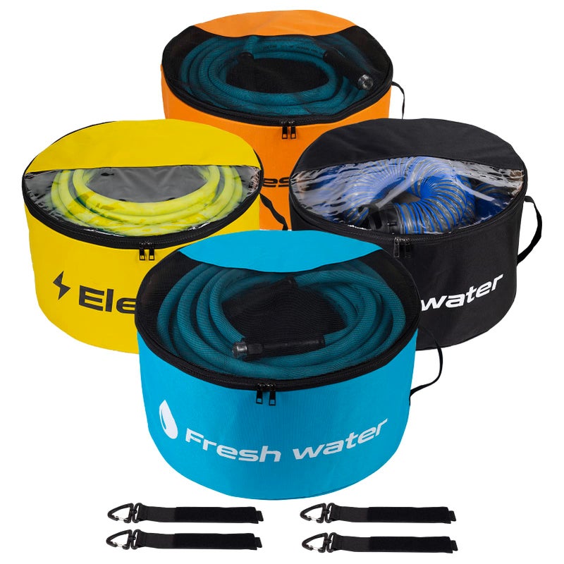 Gociean RV Sewer Hose Storage 4 Packs, Two-Way Zipper Closures and Visible Cover for RV Storage And Organization, Waterproof Accessories Bag for Garden Fresh Water Hoses Electrical Cords Camper Tools - Image 1