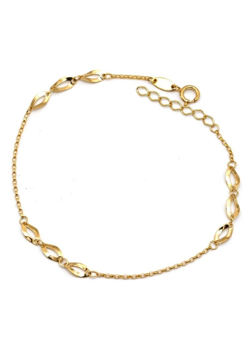 Gold Zone - Real Gold Plain Twisted Adjustable Size Bracelet - Image 1