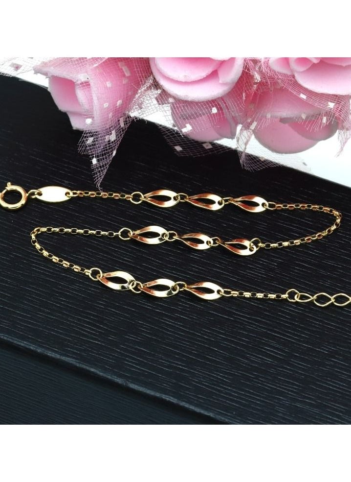 Gold Zone - Real Gold Plain Twisted Adjustable Size Bracelet - Image 1