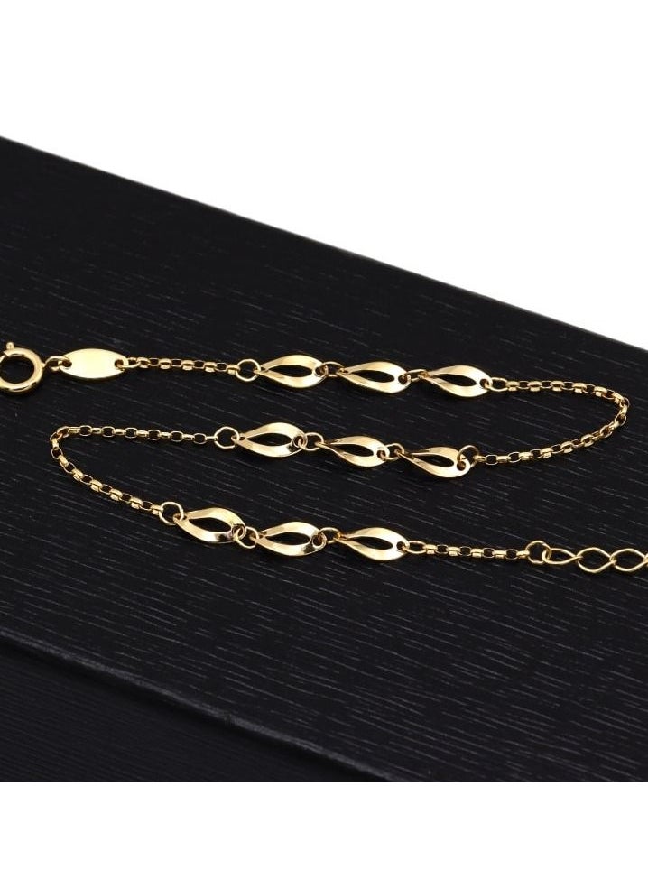 Gold Zone - Real Gold Plain Twisted Adjustable Size Bracelet - Image 1