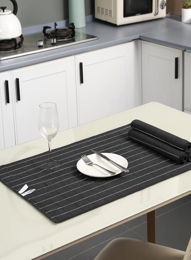 Microfiber Kitchen Towels and Dishcloths Set, 26 X 18 Inch and 12 X 12 Inch, Set of 12 Bulk Lint Free Dish Towels for Drying Dishes, Black - Image 3