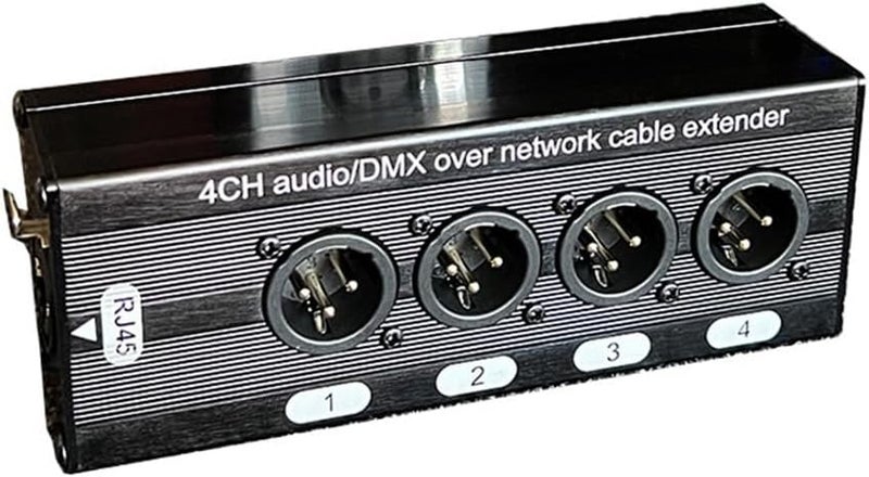 Black 4 Channel XLR DMX512 Network Audio Signal Extender Male Durable Easy to Use - Image 1