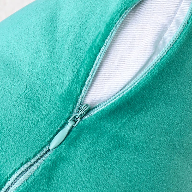 NiNi ALL Decorative Throw Pillow Covers Velvet Soft for Couch Sofa Bedroom Living Room Outdoor Pack of 2 18x18 Inch Aqua Green - Image 4