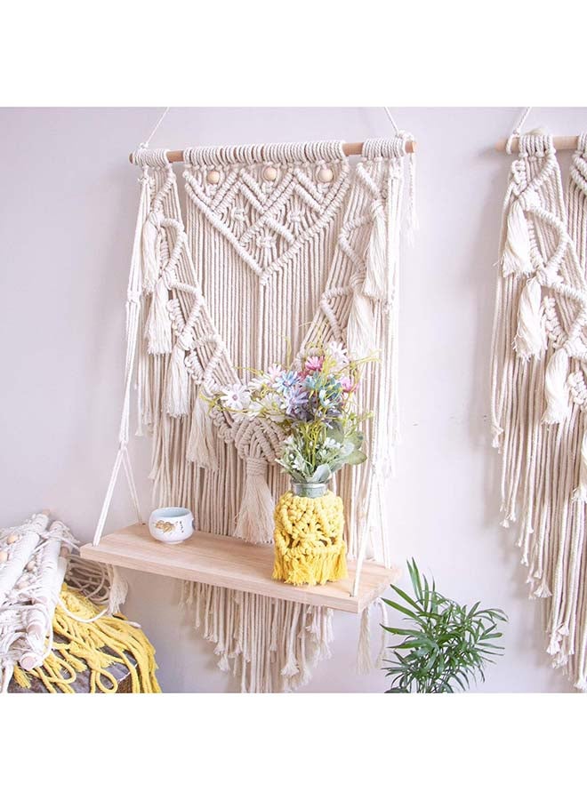 انتيكيانو رف مكرمية معلق على الحائط، ديكور الفاخر المنسوج يدويًا ‎ 80,01 x 43,18 - Image 3