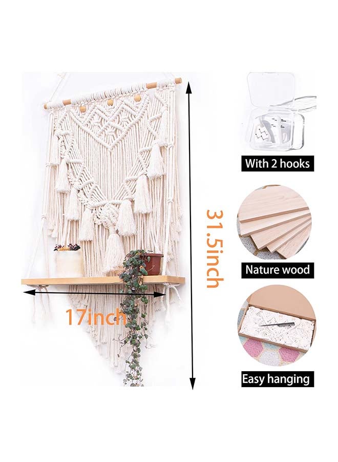 انتيكيانو رف مكرمية معلق على الحائط، ديكور الفاخر المنسوج يدويًا ‎ 80,01 x 43,18 - Image 4