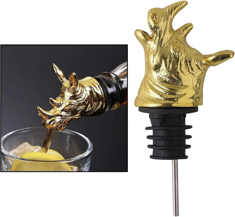 klarakoRetro Wine Aerators Pourer Animal Head Wine Stopper Decanter Bottle Pourer Drinks Home Kitchen Night Club Accessories rhinoceros - Image 4