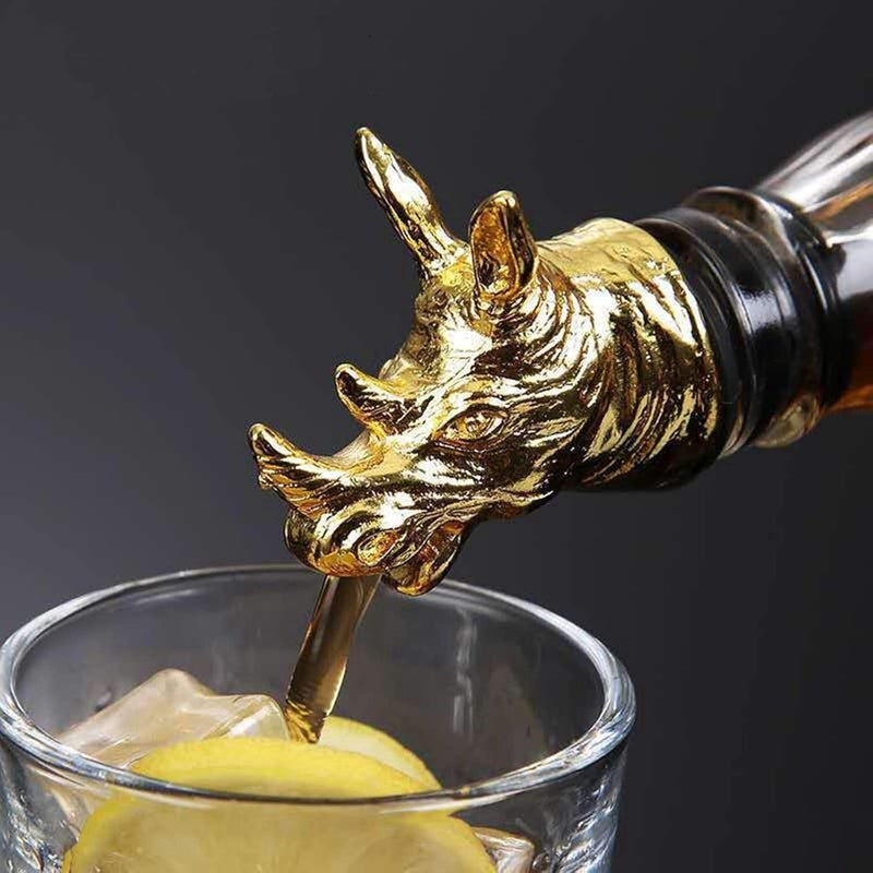 klarakoRetro Wine Aerators Pourer Animal Head Wine Stopper Decanter Bottle Pourer Drinks Home Kitchen Night Club Accessories rhinoceros - Image 3