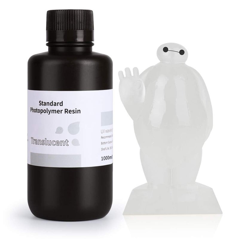ELEGOO 3D Standard Resin LCD UV 405nm Cured, 3D Resin for LCD 3D Printer, Standard Resin Photopolymer with High Precision and Low Shrinkage, Resin 3d Printer (1000g Translucent) - Image 1