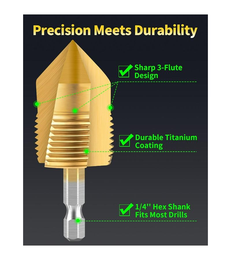 Pipe Threading Tool 1 2 Inch And 3 4 Inch Dual Function PVC Pipe Threader Kit 2pcs Electric Drill Compatible Internal And External Thread Cutting Tool For PVC Plastic Pipes - Image 2