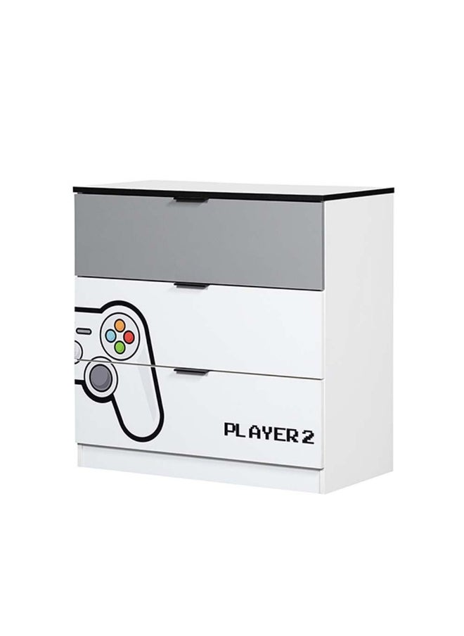 DANUBE HOME Gamerzone 3 Drawers Kids Dresser Durable Vanity Table Without Mirror Young Dresser With Storage Modern Design Bedroom Furniture L80Xw40Xh80Cm-White And Grey  - Image 5