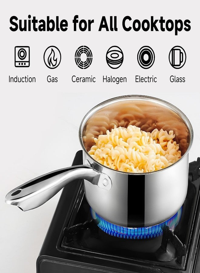 SLOTTET 1Qt & 2Qt & 3QT Stainless Steel Sauce Pan Set with Lid,6 Pcs Non Stick Saucepan,Small Kitchen Pots,Induction Compatible,PFOA FREE - Image 3