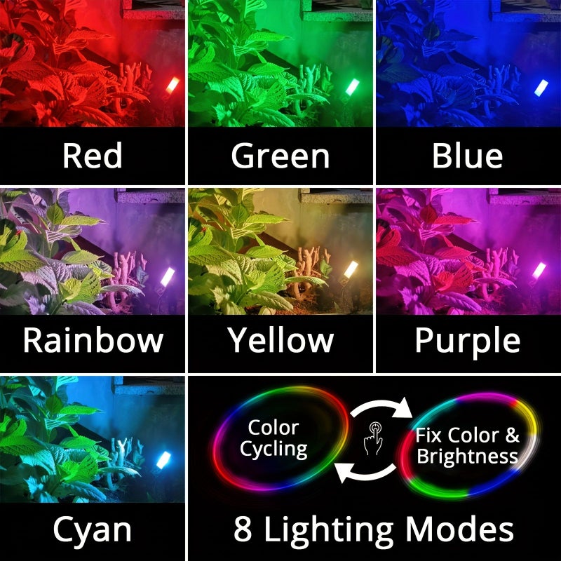 1 قطعة مصباح شمسي متغير الألوان RGB للاستخدام الخارجي، مقاوم للماء بمعيار IP68، أضواء كاشفة للمناظر الطبيعية 3 في 1 من المعدن، تشغيل وإيقاف تلقائي من الغسق حتى الفجر، مصابيح إضاءة علوية للزينة للمنازل الخارجية والأشجار والحديقة والفناء. - Image 4