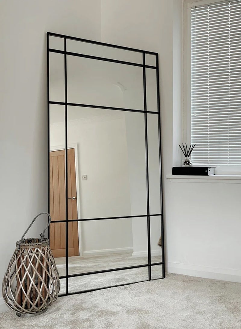 إي سمارت مرآة كبيرة بتصميم أنيق 180×80 سم - مرآة كاملة الطول بإطار معدني أسود وحامل خلفي - تصميمها الرائع مناسب لغرف المعيشة وغرف الملابس وغرف النوم - Image 1