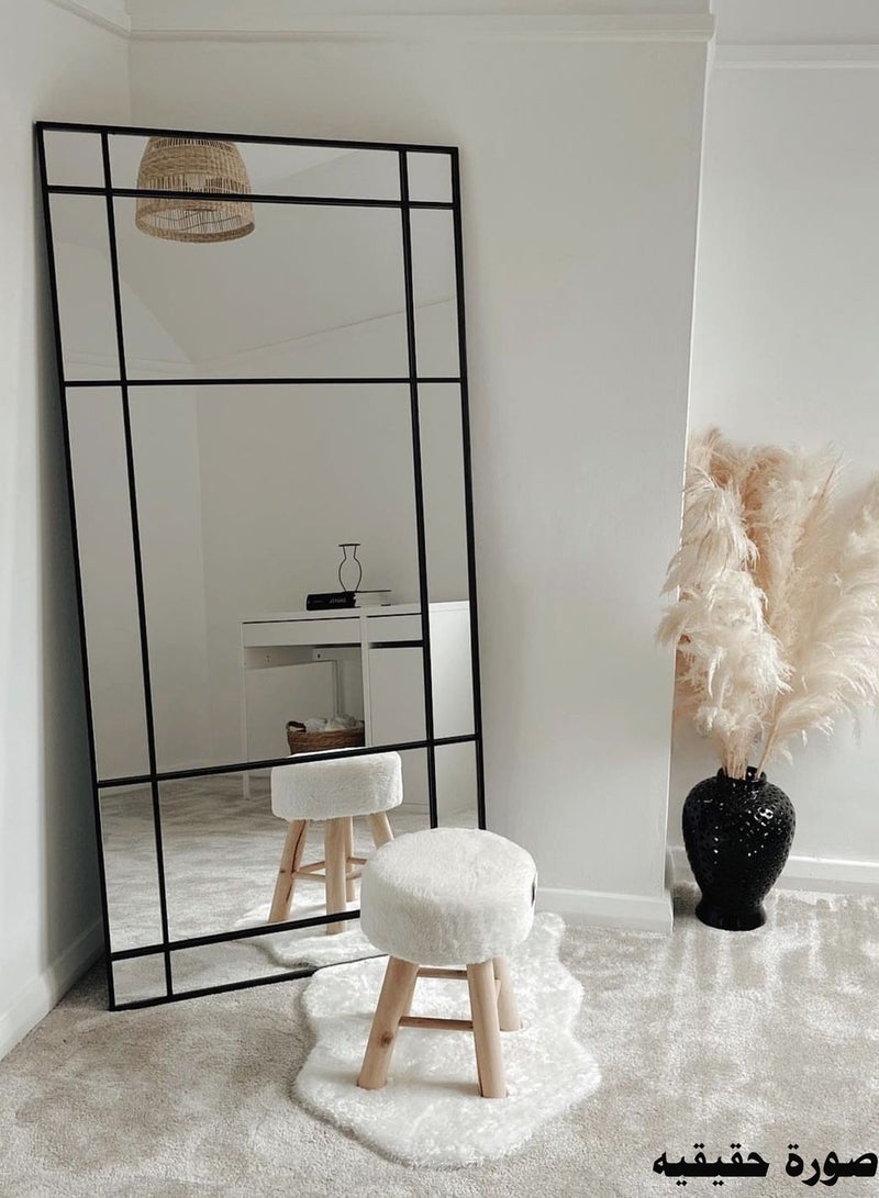 إي سمارت مرآة كبيرة بتصميم أنيق 180×80 سم - مرآة كاملة الطول بإطار معدني أسود وحامل خلفي - تصميمها الرائع مناسب لغرف المعيشة وغرف الملابس وغرف النوم - Image 3