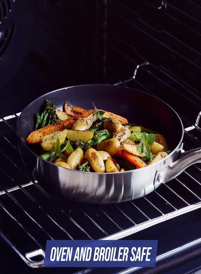 Blue Diamond HD Stainless Steel Clad Pro 8" Frypan Skillet, Diamond Infused Ceramic Nonstick, PFAS and PFOA-Free, Dishwasher Safe, Oven and Broiler Safe, Durable, Even Heating, Silver - Image 4