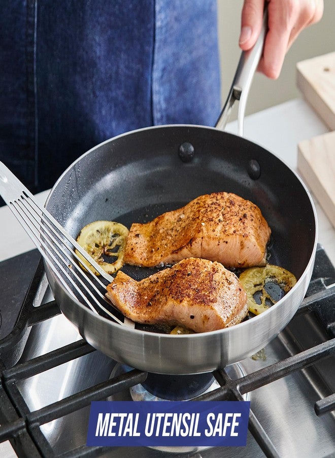 Blue Diamond HD Stainless Steel Clad Pro 8" Frypan Skillet, Diamond Infused Ceramic Nonstick, PFAS and PFOA-Free, Dishwasher Safe, Oven and Broiler Safe, Durable, Even Heating, Silver - Image 3