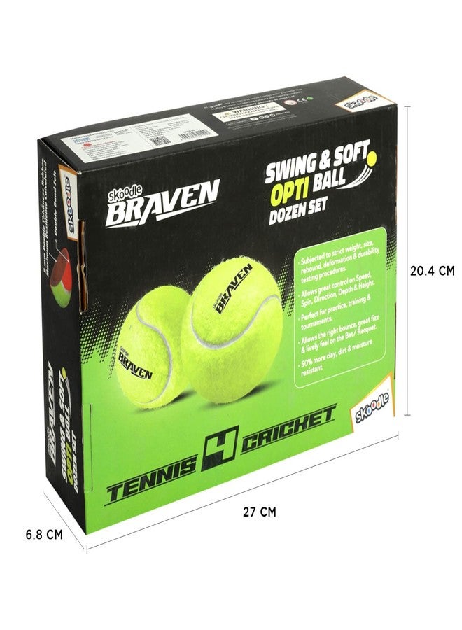 SKOODLE Braven TENNIS4CRICKET Swing & Soft Ball for Cricket Tournament | Street Match Cricket Ball Tennis for Lawn Cricket|Soft Tennis Balls|(Set of 12) - Image 3