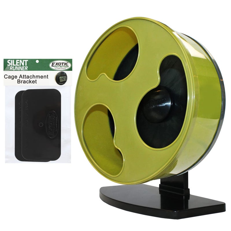EXOTIC NUTRITION Silent Runner 12" Wide + Cage Attachment - Silent, Fast, Durable Exercise Wheel - Sugar Gliders, Degus, Rats, Hedgehogs, Prairie Dogs & Small Pets - Image 1