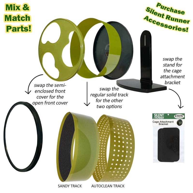 EXOTIC NUTRITION Silent Runner 12" Wide + Cage Attachment - Silent, Fast, Durable Exercise Wheel - Sugar Gliders, Degus, Rats, Hedgehogs, Prairie Dogs & Small Pets - Image 5
