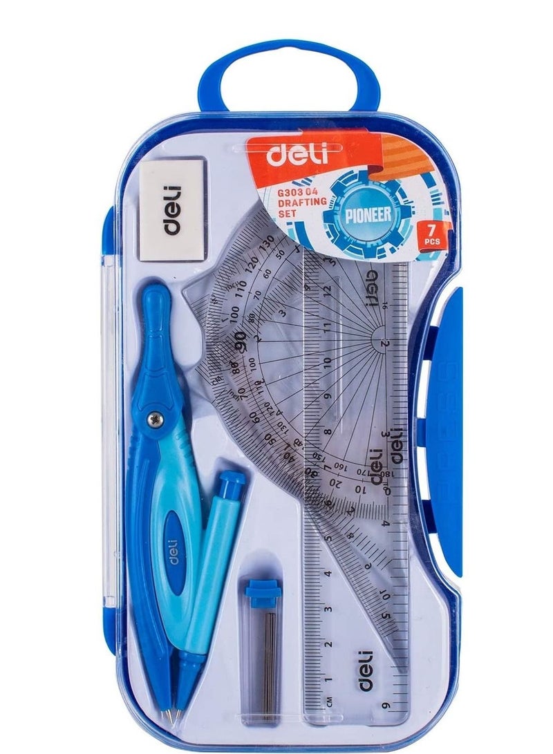 Deli 7-Piece Pioneer Geometry Set Assorted Colors - Image 1