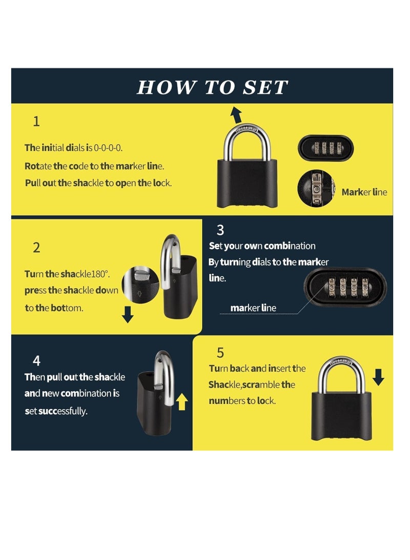 في الهواء الطلق قفل مع كلمة السر ، مناسبة لأنّ أبواب , سياج , مستودعات , وحدات التخزين , جراج ( أسود ) - Image 5