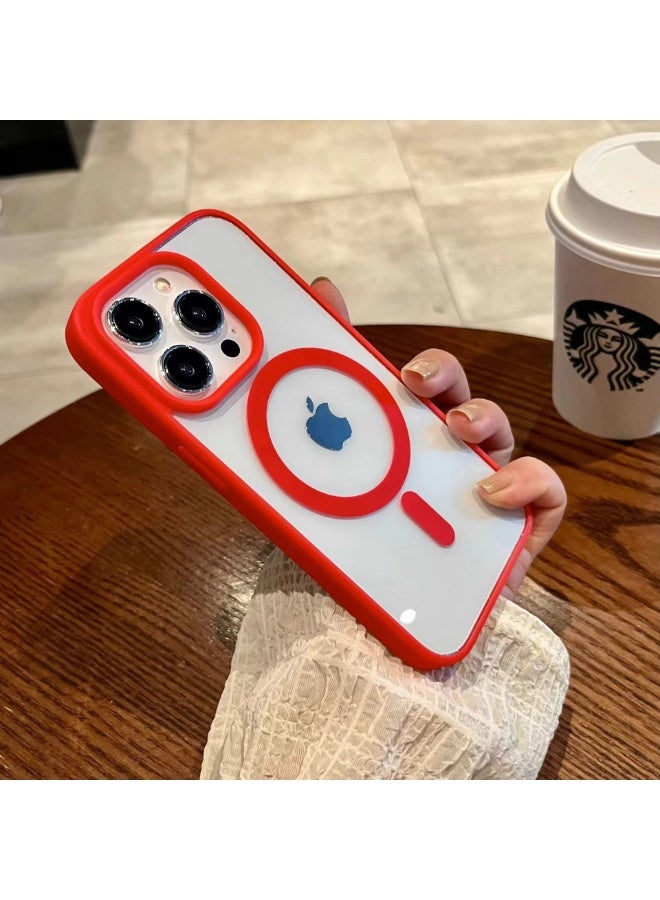 NIBEMINENT Macaron Protection Case With Magsafe For iPhone 16 Pro, Red