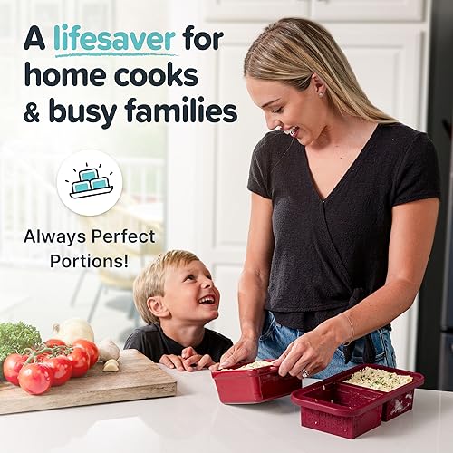 Souper Cubes 2 Cup Silicone Freezer Molds with Lids – Soup Cubes for Freezing Lasagna, Leftovers, Soups, Sauces, Casseroles, Meal Prep Meals and More – Cranberry 2-Pack - Image 4