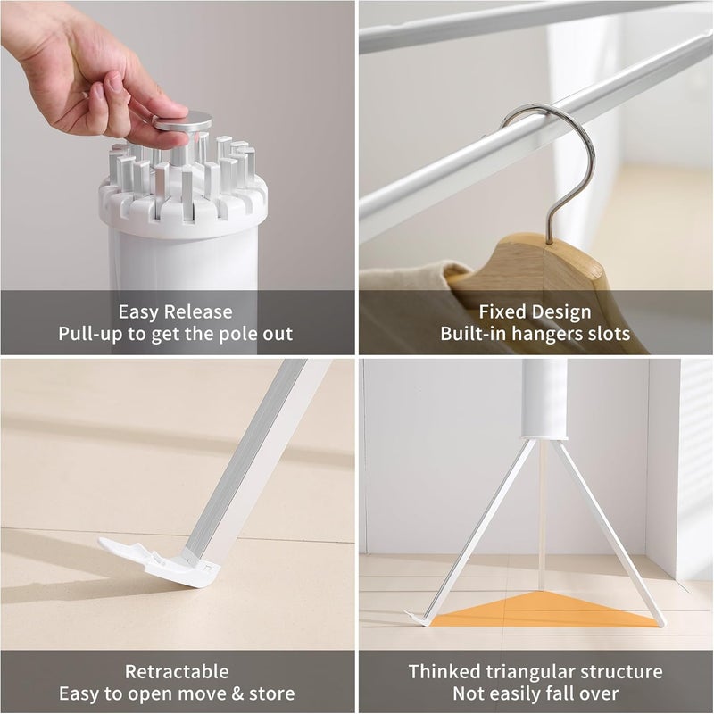 RFOUO Clothes Drying Rack Tripod Aluminum-16rods,Portable Foldable Drying Rack,Drying Rack Clothing for Laundry Bedroom Household - Image 5