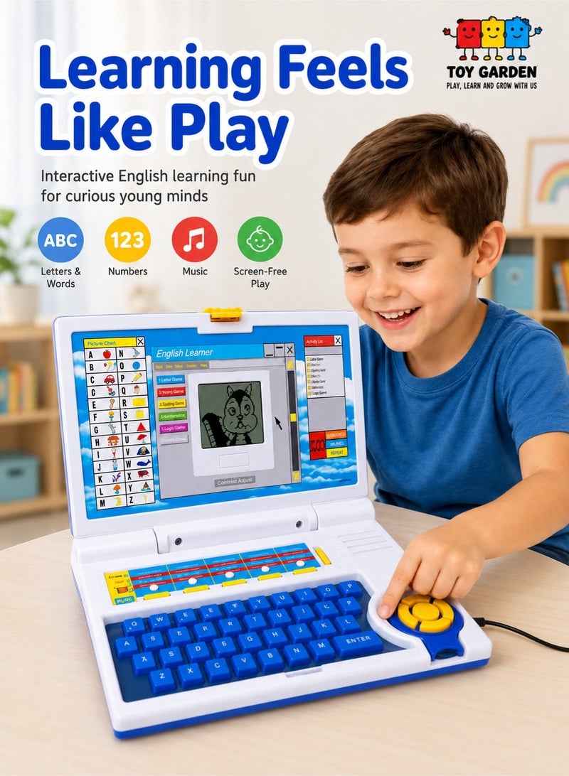 Laptop toy, Kids Special Entertainment and Teaching Fun English Spelling Test Notebook Laptop Toy for Best Gift (Mouse Included) (Multi-Color) - Image 1