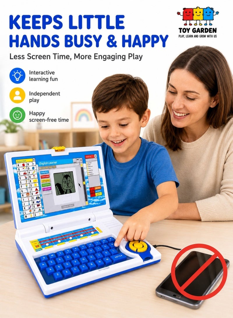 Laptop toy, Kids Special Entertainment and Teaching Fun English Spelling Test Notebook Laptop Toy for Best Gift (Mouse Included) (Multi-Color) - Image 2