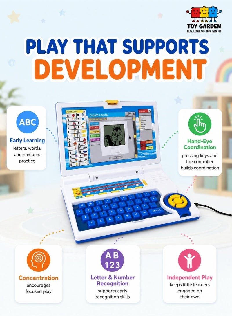 Laptop toy, Kids Special Entertainment and Teaching Fun English Spelling Test Notebook Laptop Toy for Best Gift (Mouse Included) (Multi-Color) - Image 3