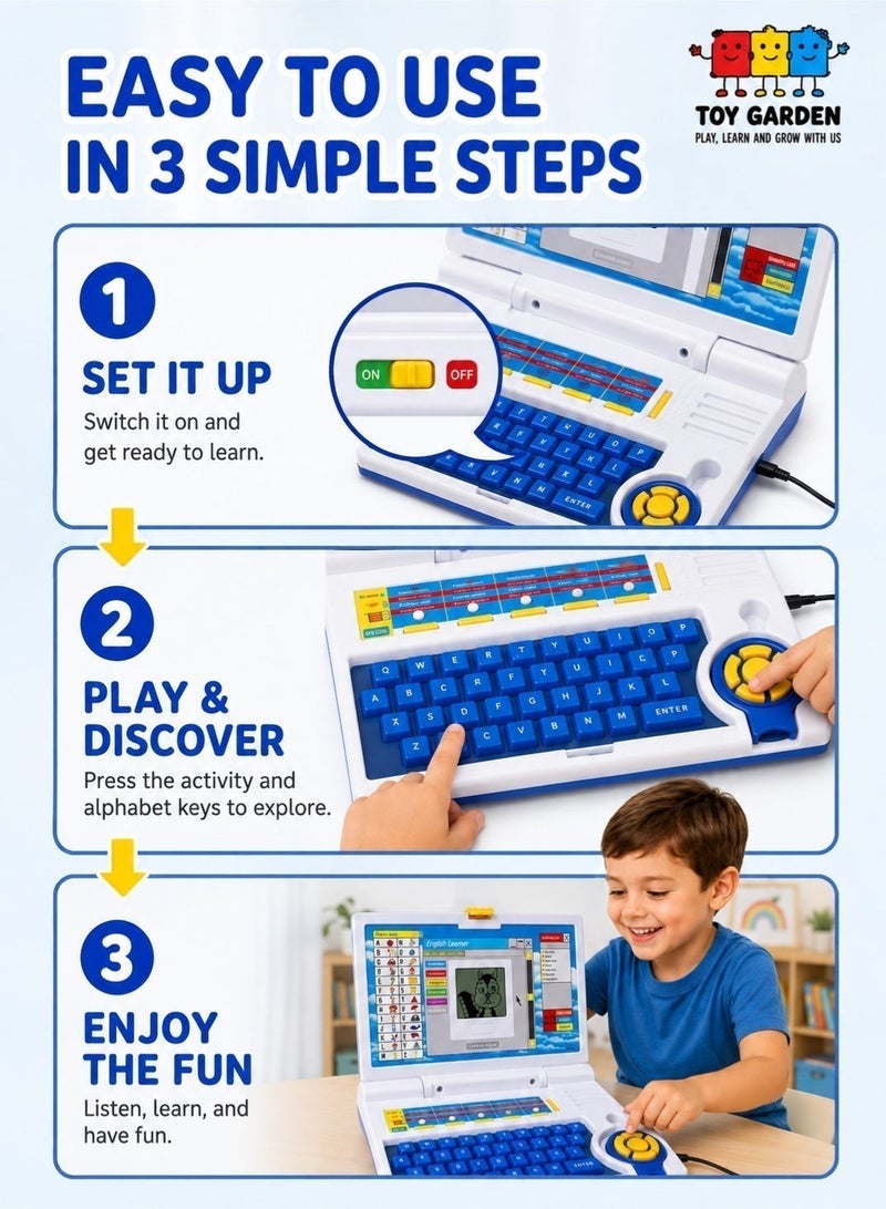 Laptop toy, Kids Special Entertainment and Teaching Fun English Spelling Test Notebook Laptop Toy for Best Gift (Mouse Included) (Multi-Color) - Image 5